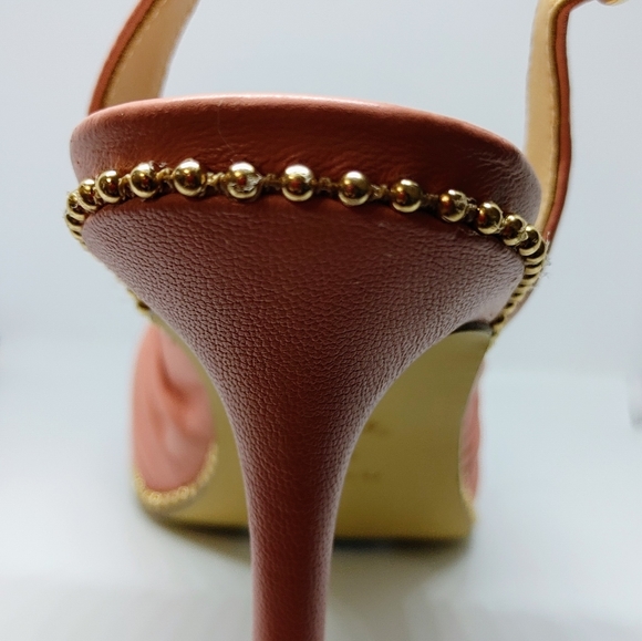 NWT COACH LEATHER, PEACH/GOLD SLINGS - Picture 6 of 8